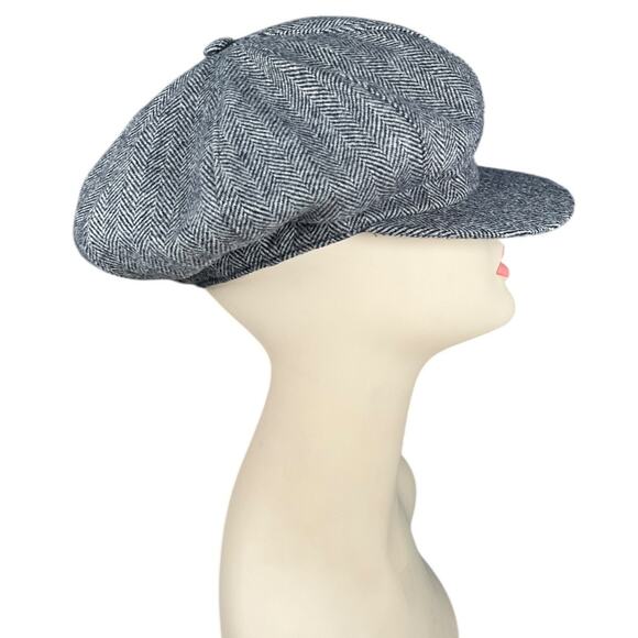 Mucros Weavers Ireland Gray Herringbone Newsboy Cap Hat One Size Wool Blend - Picture 12 of 16